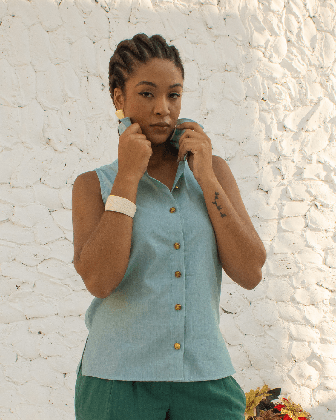 CAMISA NÁUTICA - LISTRA VERMELHA - Evolve Ecobrand