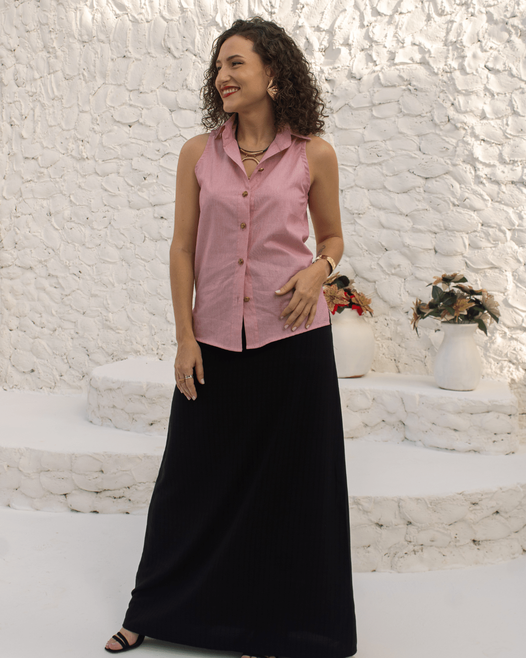 CAMISA NÁUTICA - LISTRA VERMELHA - Evolve Ecobrand