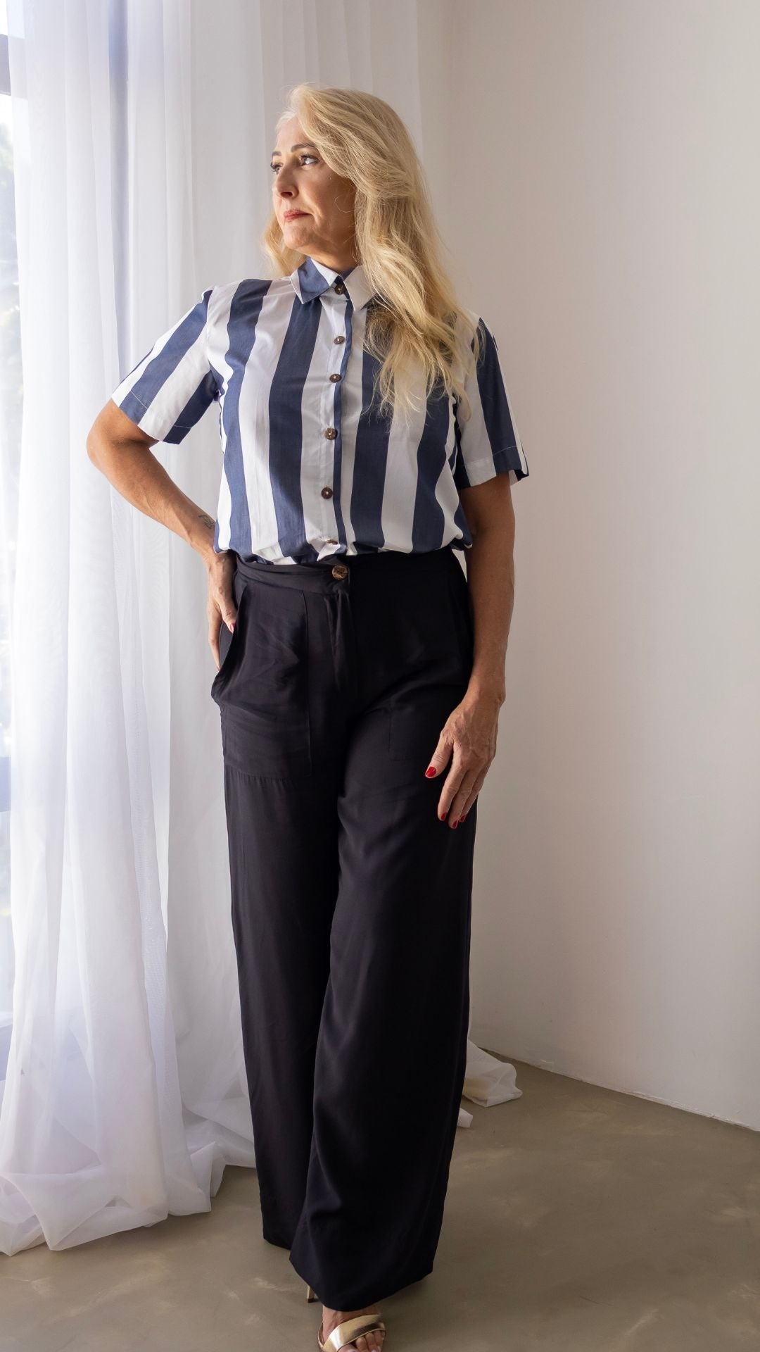 CAMISA SOPRO - LISTRA AZUL - Evolve Ecobrand