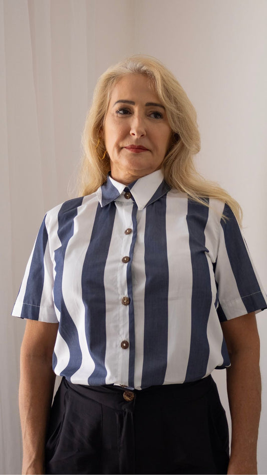 CAMISA SOPRO - LISTRA AZUL - Evolve Ecobrand