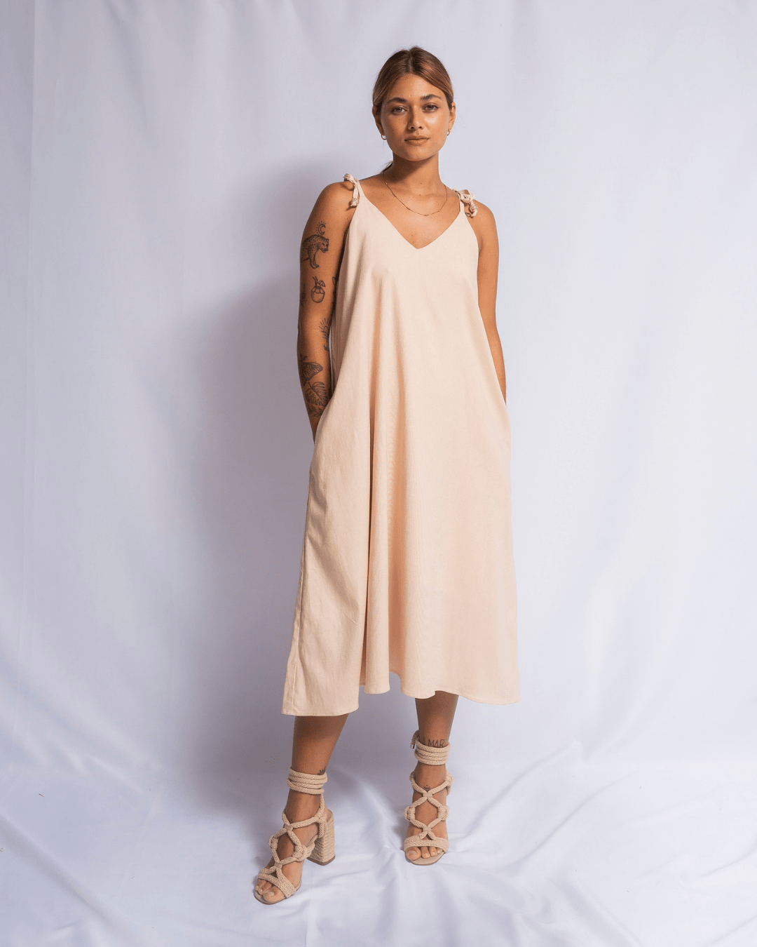 VESTIDO ODETE - AREIA - Evolve Ecobrand